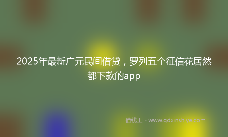 2025年最新广元民间借贷，罗列五个征信花居然都下款的app