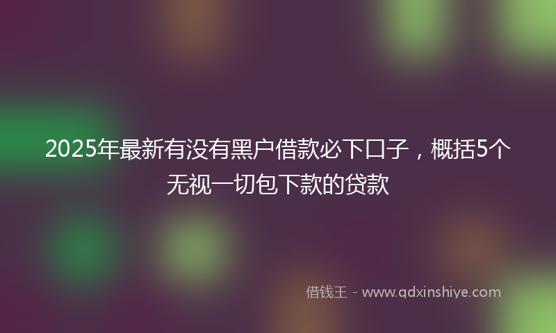 2025年最新有没有黑户借款必下口子，概括5个无视一切包下款的贷款