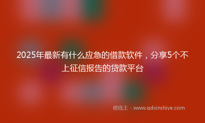 2025年最新有什么应急的借款软件，分享5个不上征信报告的贷款平台