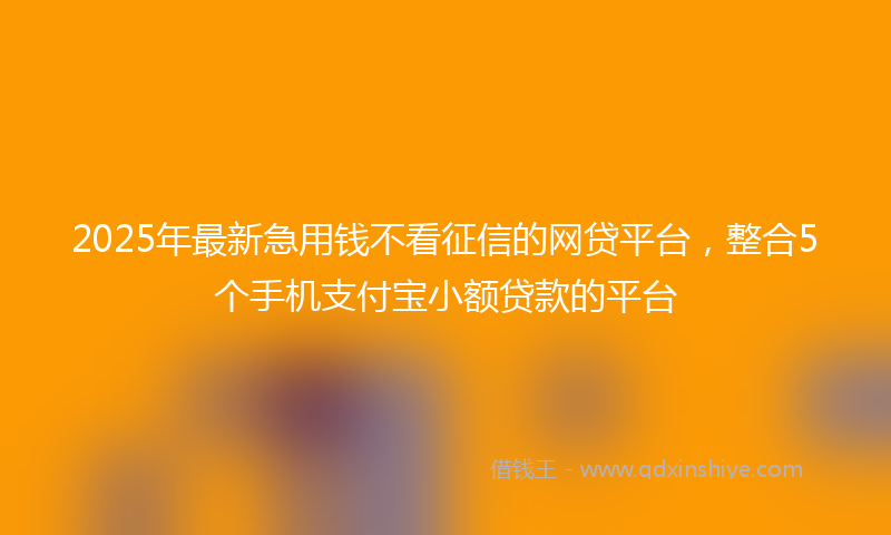 2025年最新急用钱不看征信的网贷平台，整合5个手机支付宝小额贷款的平台