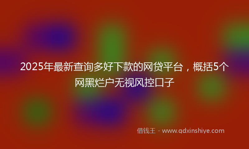 2025年最新查询多好下款的网贷平台，概括5个网黑烂户无视风控口子