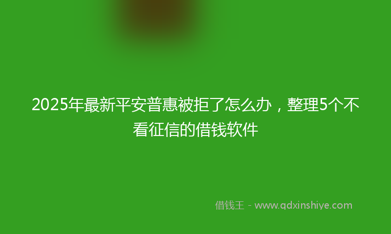 2025年最新平安普惠被拒了怎么办，整理5个不看征信的借钱软件