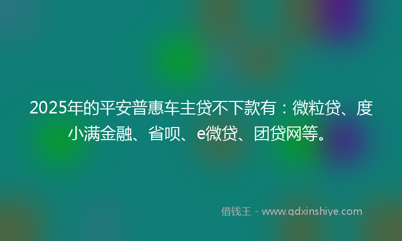 2025年的平安普惠车主贷不下款有：微粒贷、度小满金融、省呗、e微贷、团贷网等。