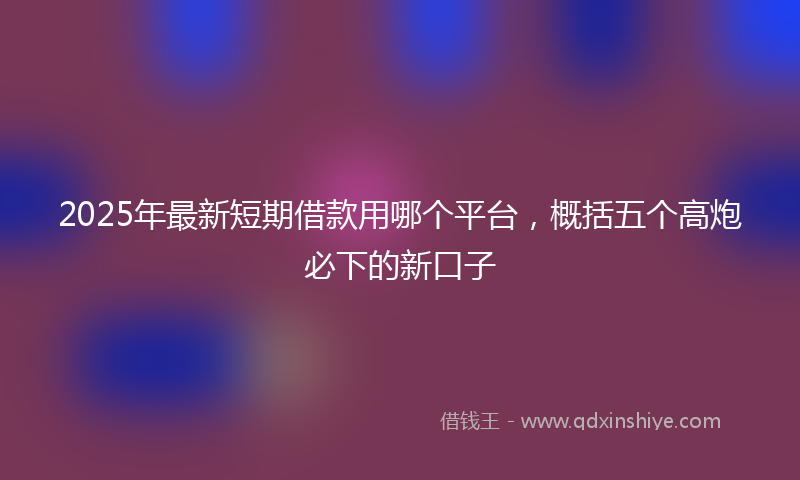 2025年最新短期借款用哪个平台，概括五个高炮必下的新口子