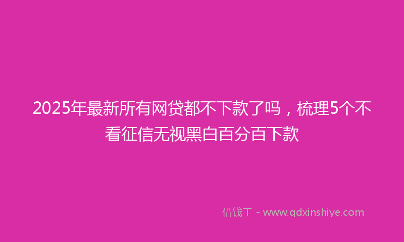 2025年最新所有网贷都不下款了吗，梳理5个不看征信无视黑白百分百下款