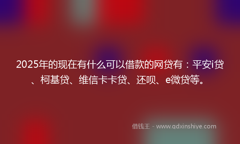 2025年的现在有什么可以借款的网贷有：平安i贷、柯基贷、维信卡卡贷、还呗、e微贷等。