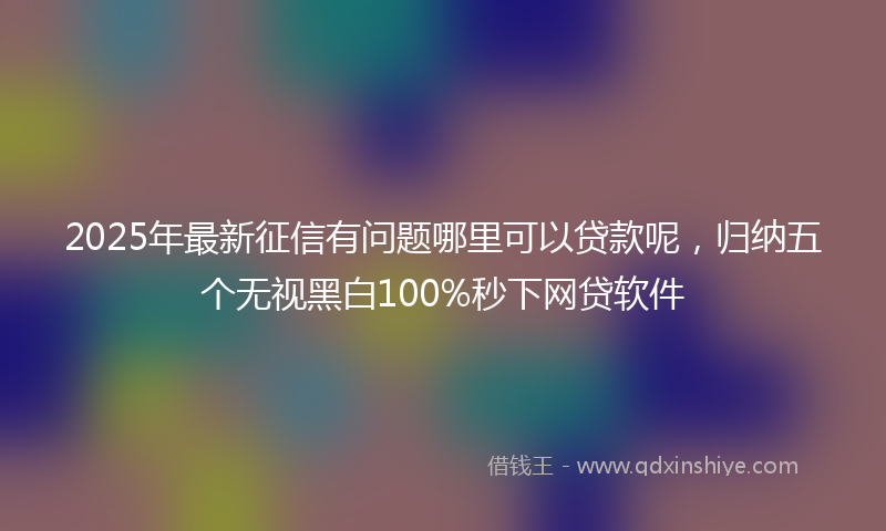 2025年最新征信有问题哪里可以贷款呢，归纳五个无视黑白100%秒下网贷软件