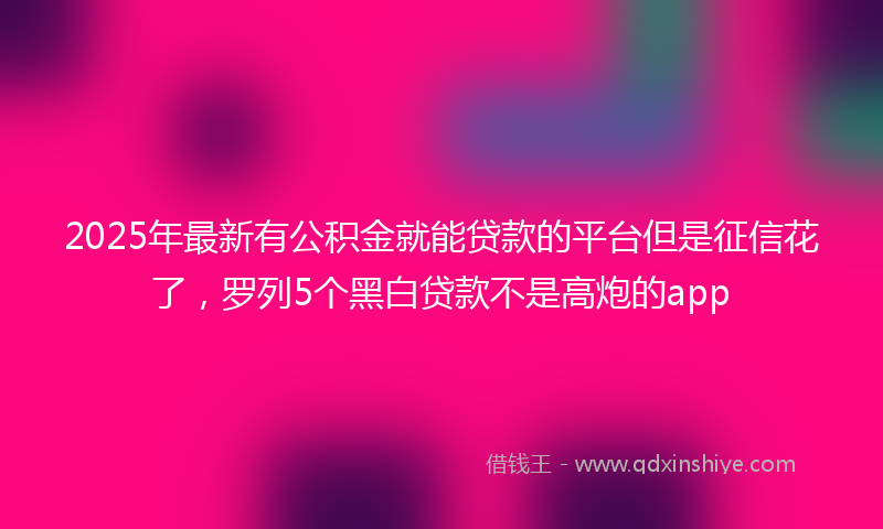 2025年最新有公积金就能贷款的平台但是征信花了，罗列5个黑白贷款不是高炮的app