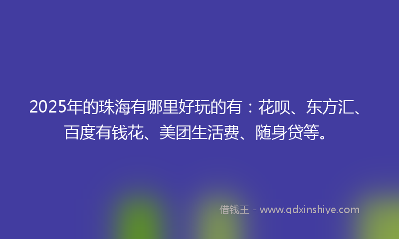 2025年的珠海有哪里好玩的有：花呗、东方汇、百度有钱花、美团生活费、随身贷等。
