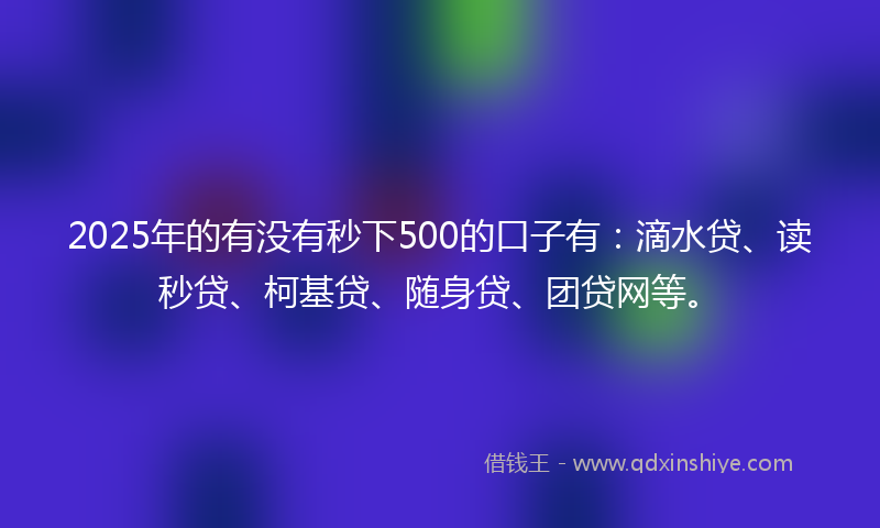 2025年的有没有秒下500的口子有：滴水贷、读秒贷、柯基贷、随身贷、团贷网等。