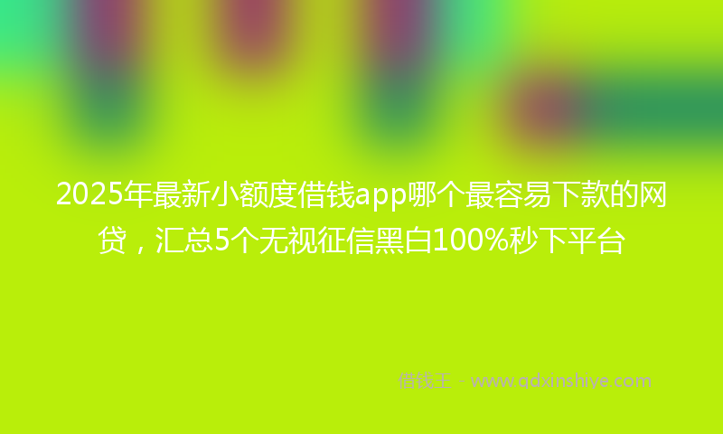 2025年最新小额度借钱app哪个最容易下款的网贷，汇总5个无视征信黑白100%秒下平台