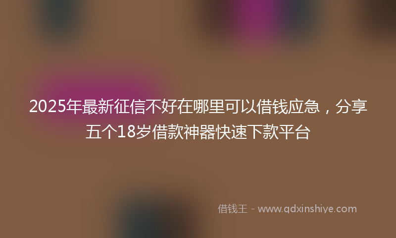 2025年最新征信不好在哪里可以借钱应急，分享五个18岁借款神器快速下款平台