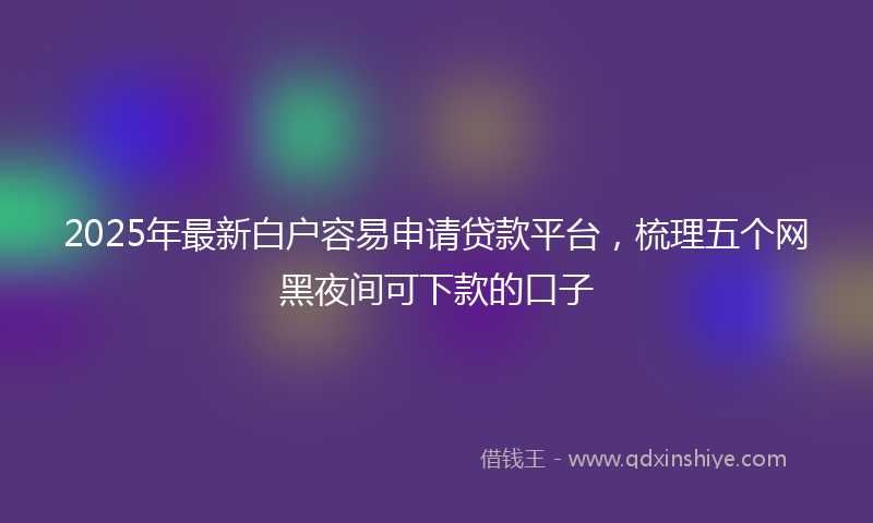 2025年最新白户容易申请贷款平台，梳理五个网黑夜间可下款的口子