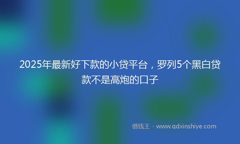 2025年最新好下款的小贷平台，罗列5个黑白贷款不是高炮的口子