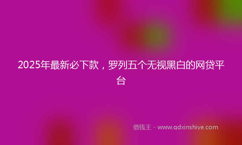 2025年最新必下款，罗列五个无视黑白的网贷平台