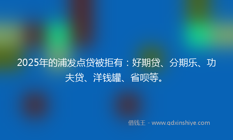 2025年的浦发点贷被拒有：好期贷、分期乐、功夫贷、洋钱罐、省呗等。
