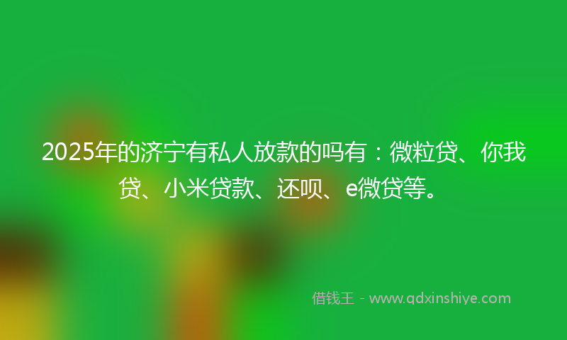 2025年的济宁有私人放款的吗有：微粒贷、你我贷、小米贷款、还呗、e微贷等。