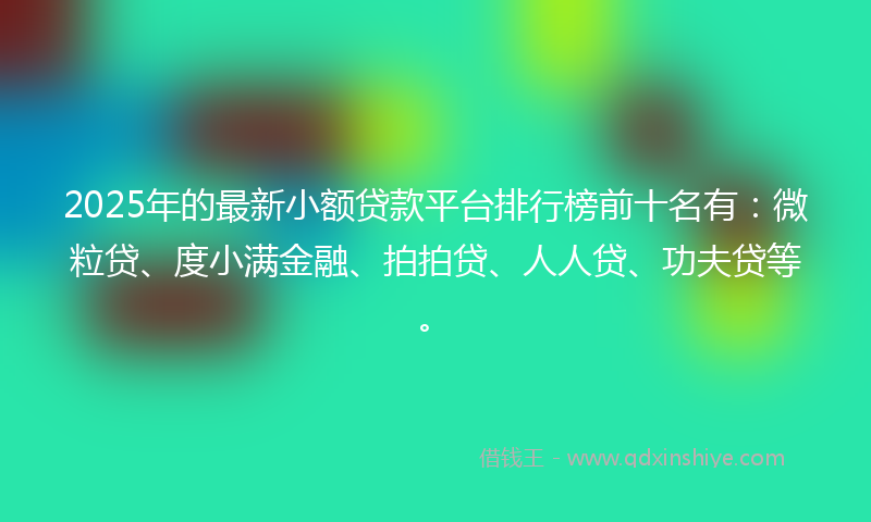 2025年的最新小额贷款平台排行榜前十名有：微粒贷、度小满金融、拍拍贷、人人贷、功夫贷等。