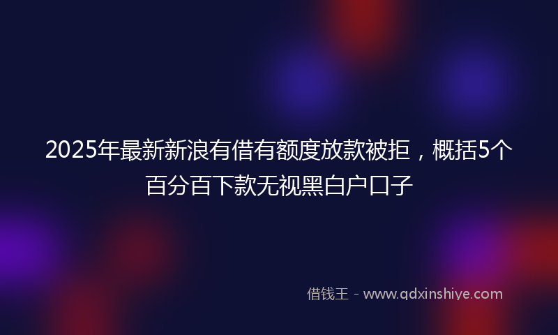 2025年最新新浪有借有额度放款被拒，概括5个百分百下款无视黑白户口子