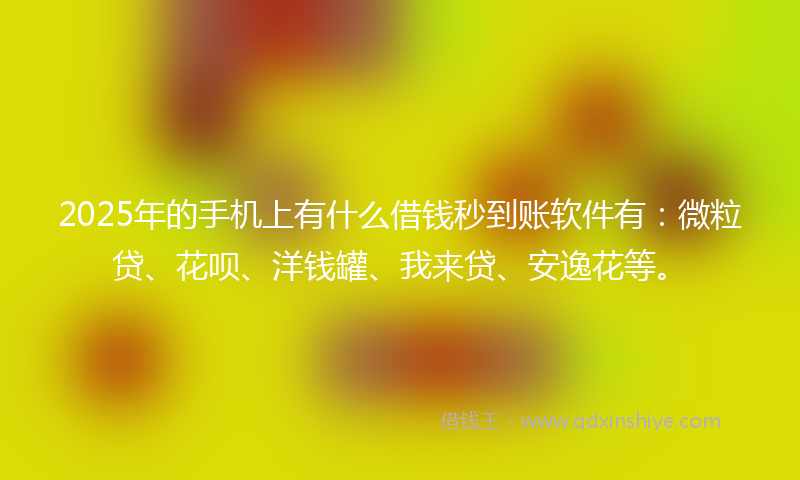 2025年的手机上有什么借钱秒到账软件有：微粒贷、花呗、洋钱罐、我来贷、安逸花等。