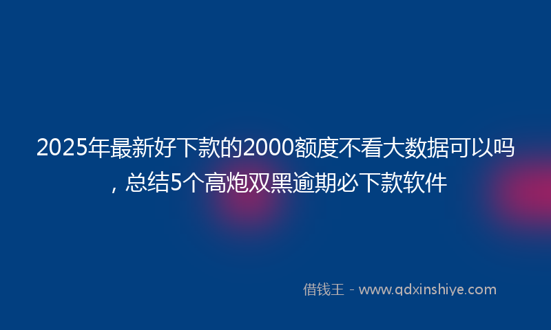 2025年最新好下款的2000额度不看大数据可以吗，总结5个高炮双黑逾期必下款软件