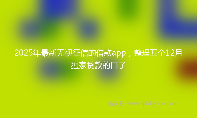 2025年最新无视征信的借款app，整理五个12月独家贷款的口子
