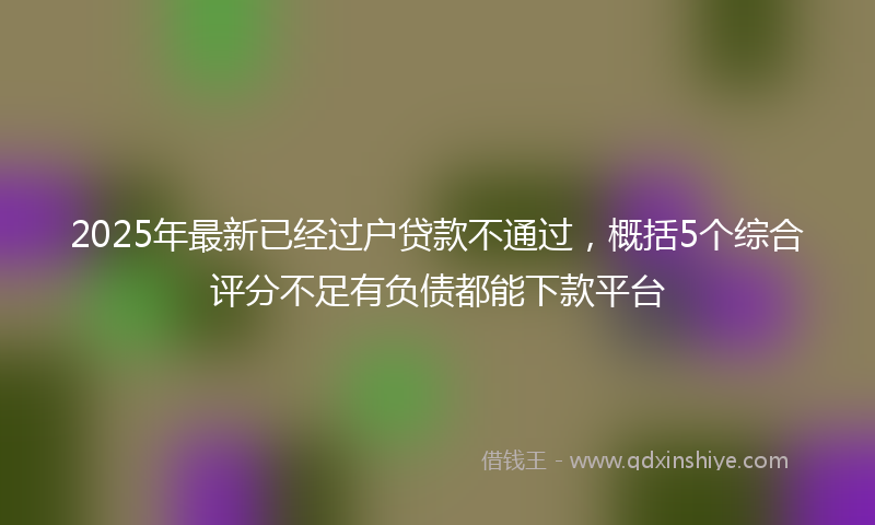 2025年最新已经过户贷款不通过，概括5个综合评分不足有负债都能下款平台