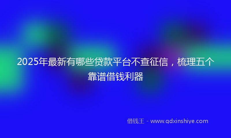 2025年最新有哪些贷款平台不查征信，梳理五个靠谱借钱利器
