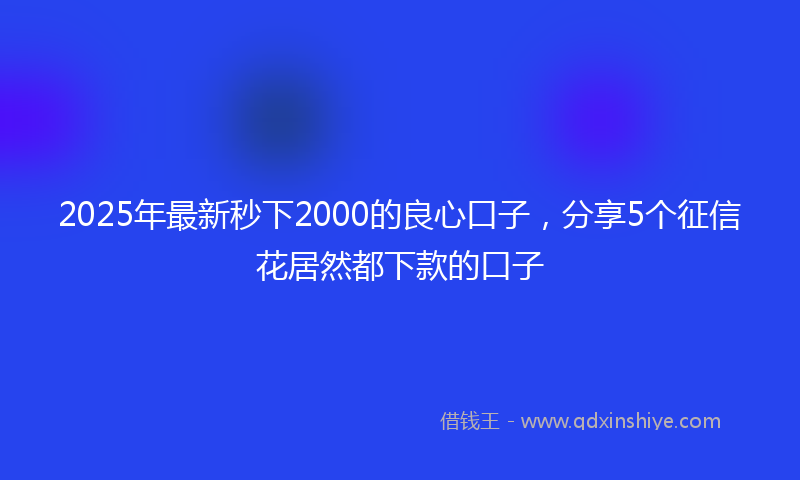 2025年最新秒下2000的良心口子，分享5个征信花居然都下款的口子