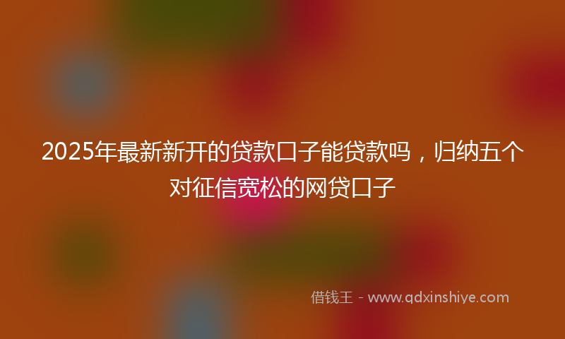 2025年最新新开的贷款口子能贷款吗，归纳五个对征信宽松的网贷口子
