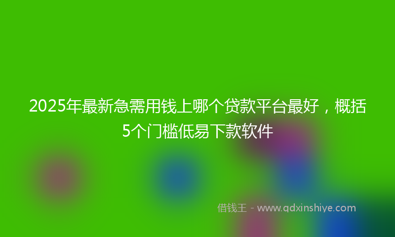 2025年最新急需用钱上哪个贷款平台最好，概括5个门槛低易下款软件
