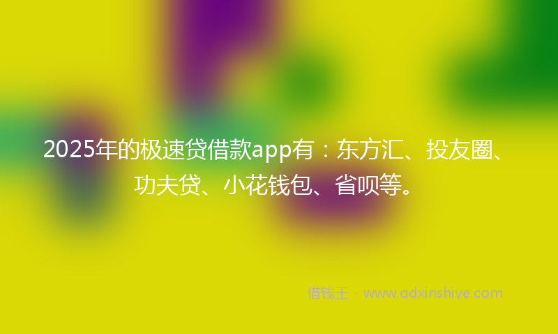 2025年的极速贷借款app有：东方汇、投友圈、功夫贷、小花钱包、省呗等。