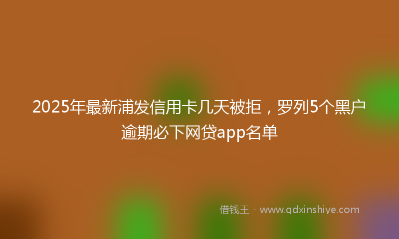2025年最新浦发信用卡几天被拒，罗列5个黑户逾期必下网贷app名单