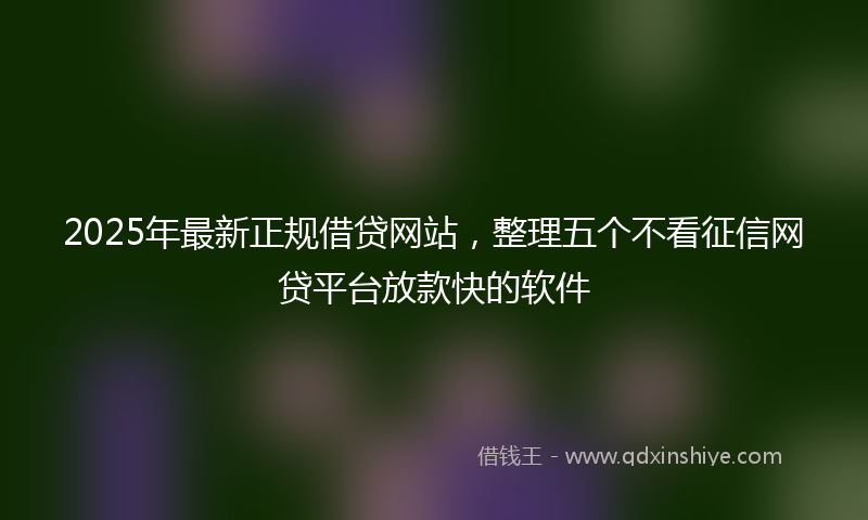 2025年最新正规借贷网站，整理五个不看征信网贷平台放款快的软件