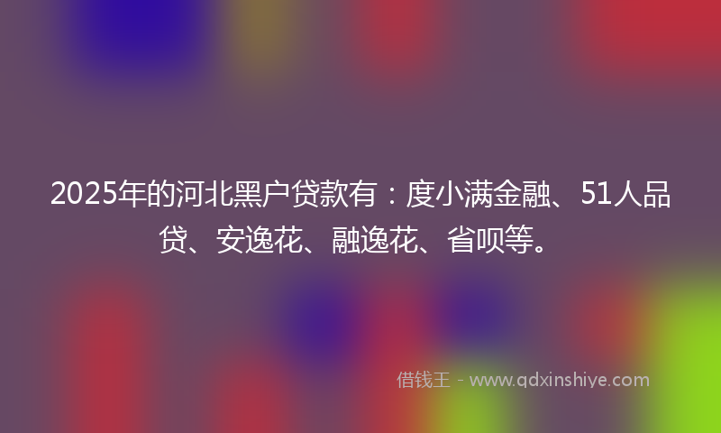 2025年的河北黑户贷款有：度小满金融、51人品贷、安逸花、融逸花、省呗等。