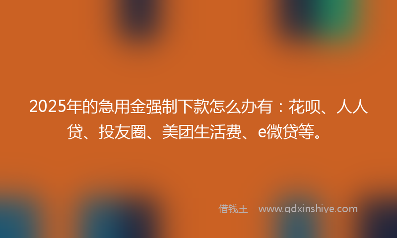 2025年的急用金强制下款怎么办有：花呗、人人贷、投友圈、美团生活费、e微贷等。
