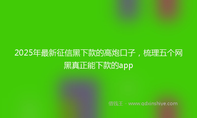 2025年最新征信黑下款的高炮口子，梳理五个网黑真正能下款的app