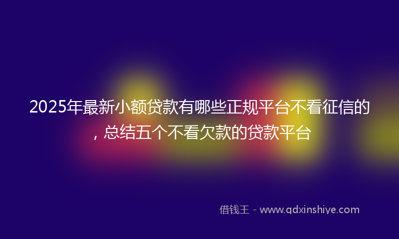 2025年最新小额贷款有哪些正规平台不看征信的，总结五个不看欠款的贷款平台