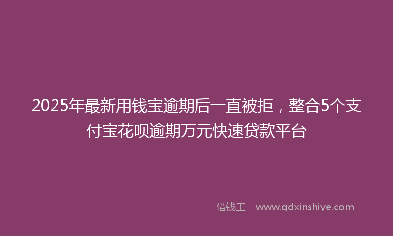 2025年最新用钱宝逾期后一直被拒，整合5个支付宝花呗逾期万元快速贷款平台