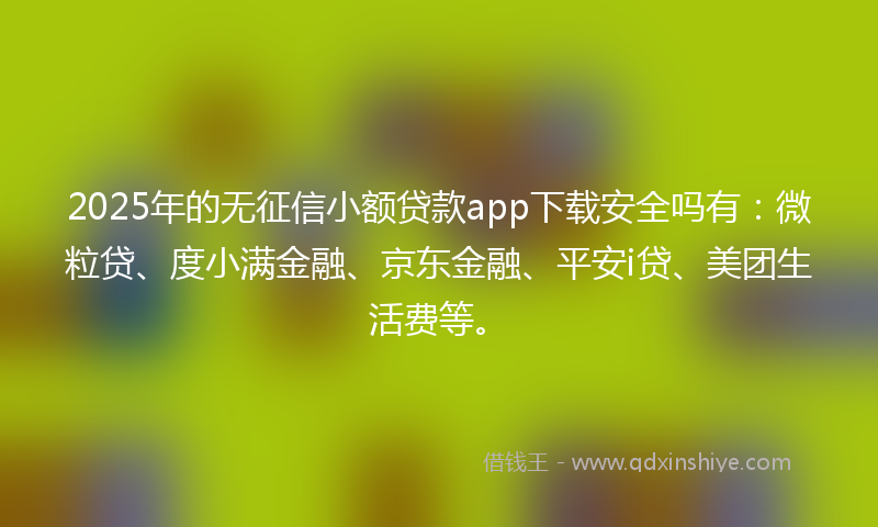 2025年的无征信小额贷款app下载安全吗有：微粒贷、度小满金融、京东金融、平安i贷、美团生活费等。