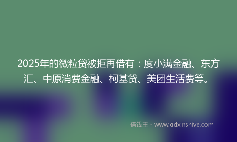 2025年的微粒贷被拒再借有：度小满金融、东方汇、中原消费金融、柯基贷、美团生活费等。