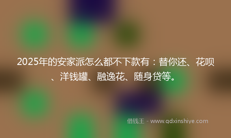 2025年的安家派怎么都不下款有：替你还、花呗、洋钱罐、融逸花、随身贷等。