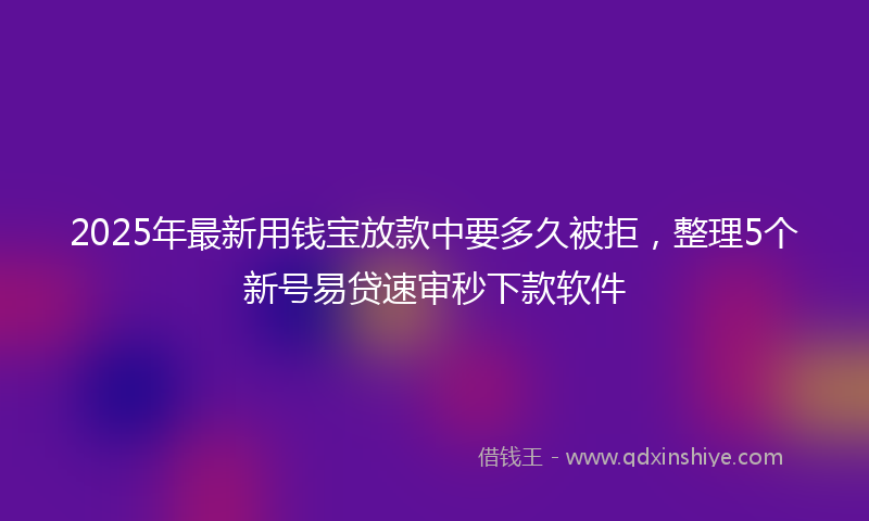 2025年最新用钱宝放款中要多久被拒，整理5个新号易贷速审秒下款软件