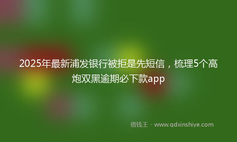 2025年最新浦发银行被拒是先短信，梳理5个高炮双黑逾期必下款app