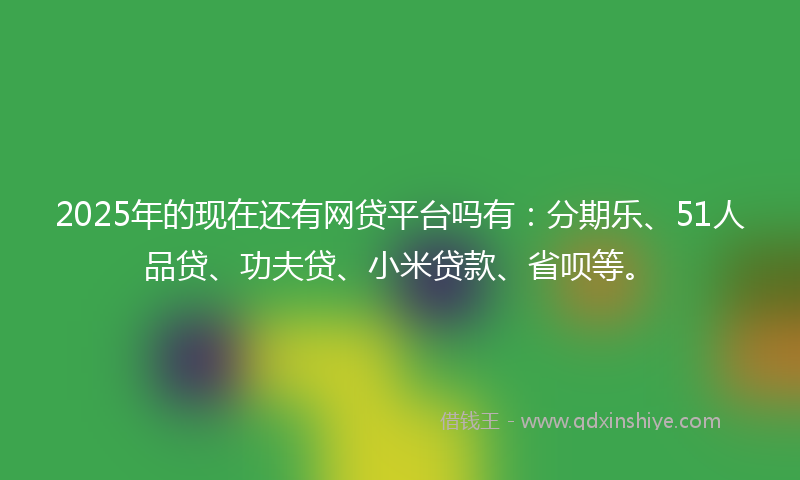 2025年的现在还有网贷平台吗有：分期乐、51人品贷、功夫贷、小米贷款、省呗等。