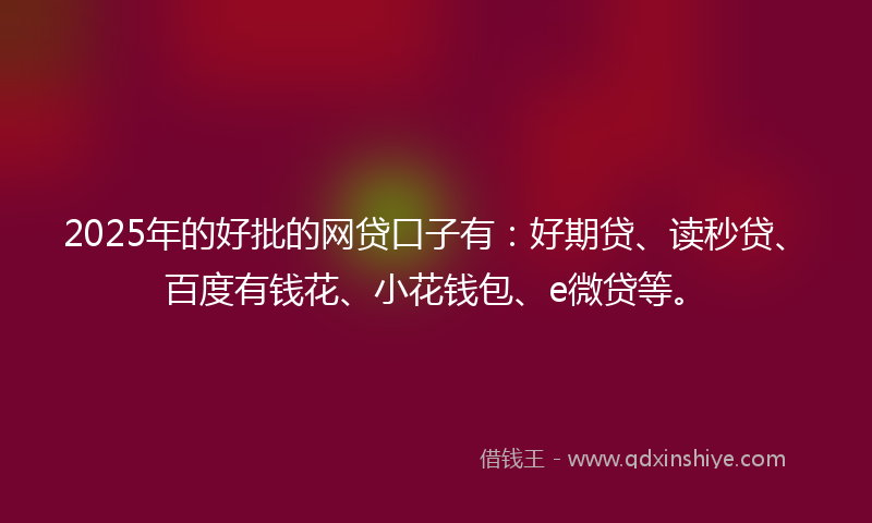 2025年的好批的网贷口子有：好期贷、读秒贷、百度有钱花、小花钱包、e微贷等。