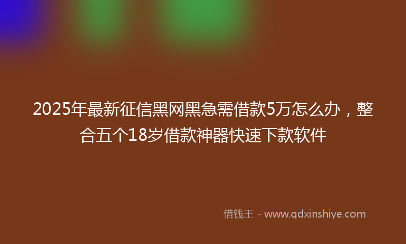 2025年最新征信黑网黑急需借款5万怎么办，整合五个18岁借款神器快速下款软件