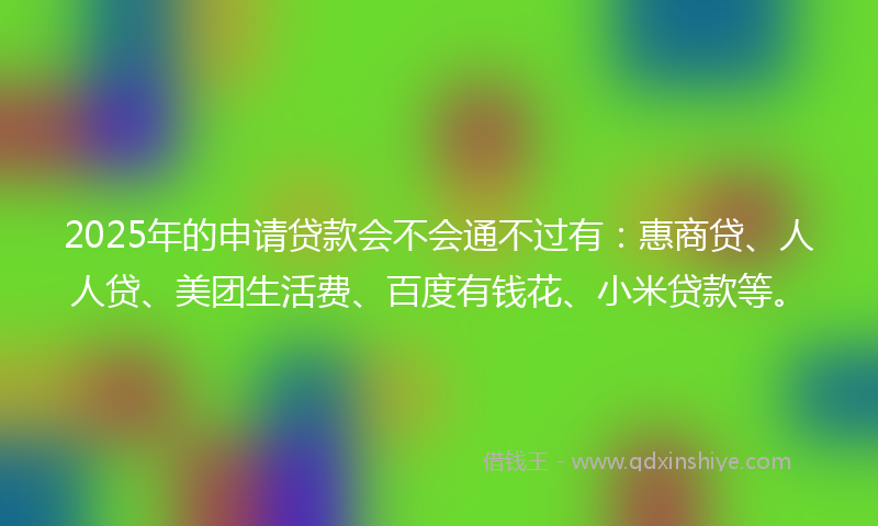 2025年的申请贷款会不会通不过有：惠商贷、人人贷、美团生活费、百度有钱花、小米贷款等。