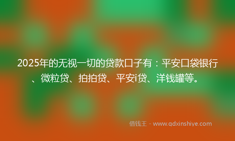 2025年的无视一切的贷款口子有：平安口袋银行、微粒贷、拍拍贷、平安i贷、洋钱罐等。
