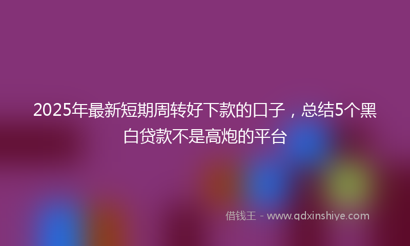 2025年最新短期周转好下款的口子，总结5个黑白贷款不是高炮的平台